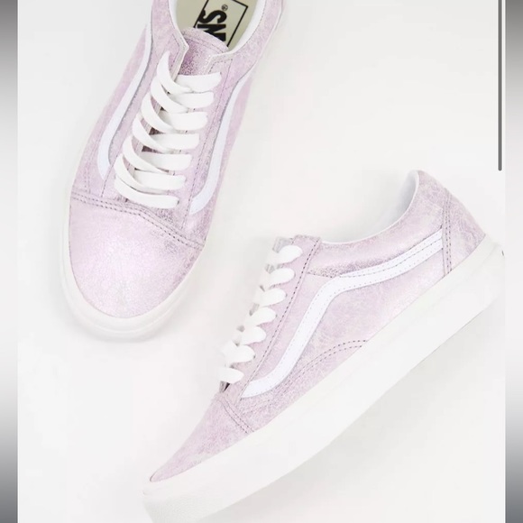 Vans old skool cracked leather pink/purple sneakers - Picture 3 of 4